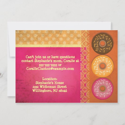 Donut Frühstück Geburtstagsparty Einladungen (Rückseite)