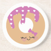 Donut Funny Cartoon Sprinkles Rosa Lila Getränkeuntersetzer (Vorne)