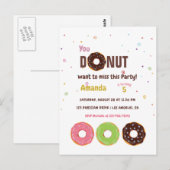 Donut-Geburtstagsfeier Postkarte (Vorne/Hinten)