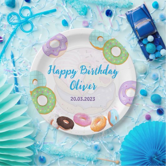 Donut Geburtstagsjunge Papier Teller (Party)
