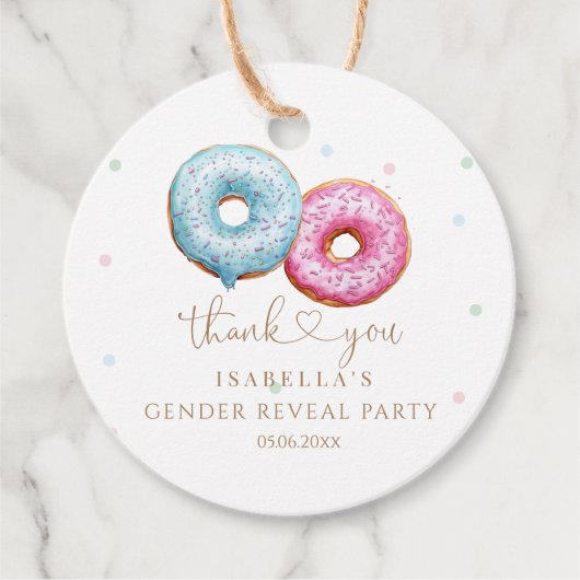 Donut Gender Reveal Junge oder Mädchen Party Geschenkanhänger (Vorderseite)