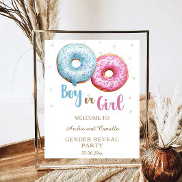 Donut Gender Reveal Junge oder Mädchen Party Poster