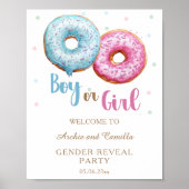 Donut Gender Reveal Junge oder Mädchen Party Poster (Vorne)