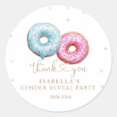 Donut Gender Reveal Junge oder Mädchen Party Runder Aufkleber (Vorderseite)
