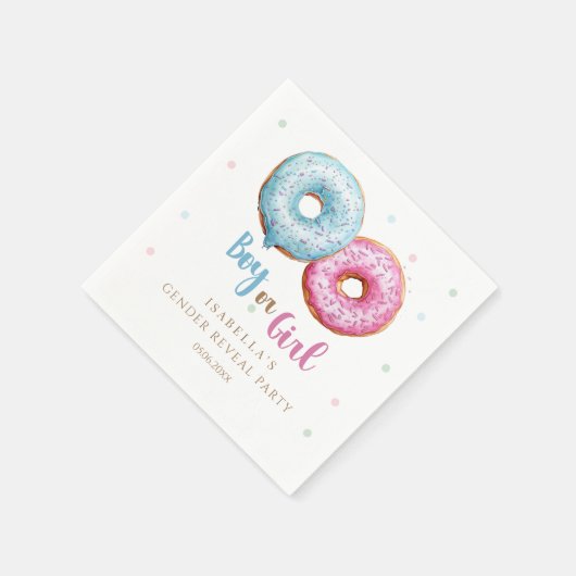Donut Gender Reveal Junge oder Mädchen Party Serviette (Ecke)