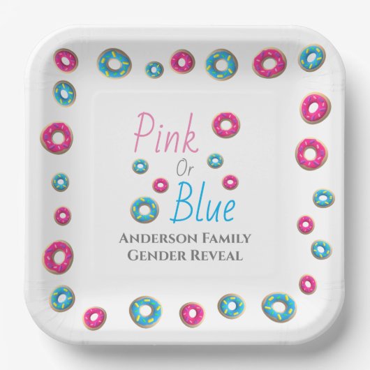 Donut Gender Reveal Pappteller (Vorderseite)