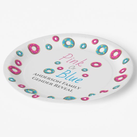 Donut Gender Reveal Pappteller (Schrägansicht)
