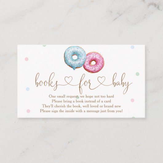 Donut Gender Reveal Party Bücher für Baby Begleitkarte (Vorderseite)