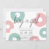 Donut Gender Reveal Pink & Green Einladung (Vorderseite)