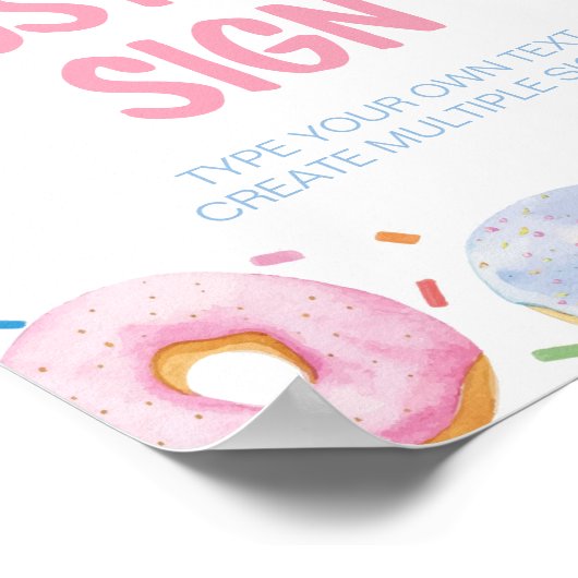 Donut Girl Birthday Party Table Sign Poster (Ecke)