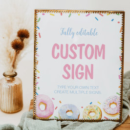 Donut Girl Birthday Party Table Sign Poster