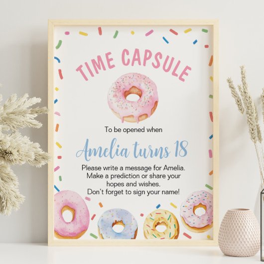 Donut Girl Birthday Time Kapsel Zeichen Poster