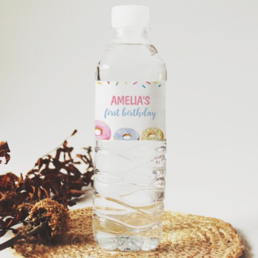 Donut Girl Birthday Water Flasche Etikett