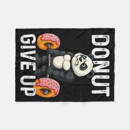 Donut Give Up Panda Lifting Donuts Funny Gym Meme  Fleecedecke (Vorderseite (Horizontal))