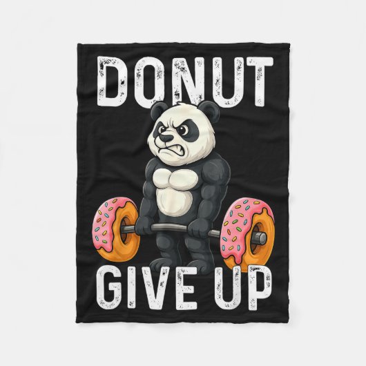 Donut Give Up Panda Lifting Donuts Funny Gym Meme  Fleecedecke (Vorderseite)