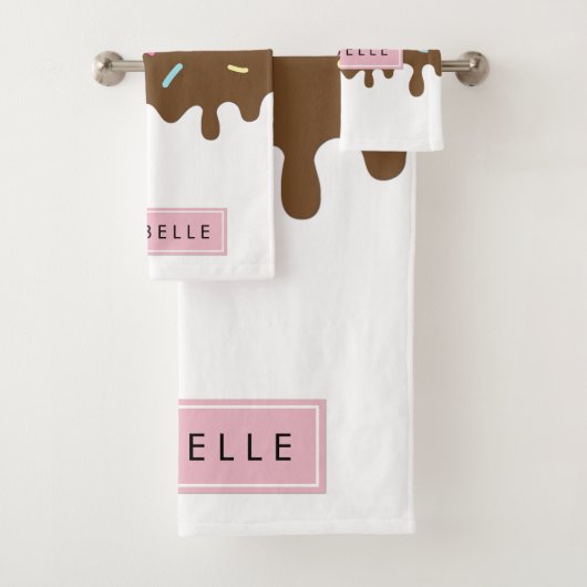 Donut Glaze, Icing, Zuckerguss, Sprinklen, Ihr Nam Badhandtuch Set (Insitu)