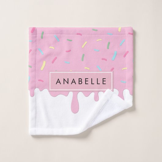 Donut Glaze, Icing, Zuckerguss, Sprinklen, Ihr Nam Badhandtuch Set (Waschlappen)