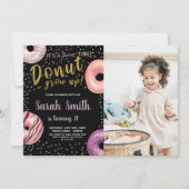 Donut Glitzer Shadow Foto Donut Birthday Einladung (Vorderseite)