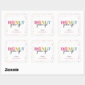 Donut Groben Rainbow Sprinkles Geburtstag Niedlich Quadratischer Aufkleber (Blatt)