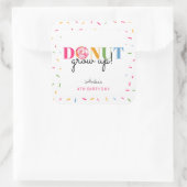 Donut Groben Rainbow Sprinkles Geburtstag Niedlich Quadratischer Aufkleber (Tasche)