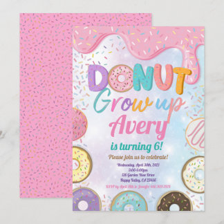 Donut Groove Birthday Party Pink Pastel Girl Inv Einladung