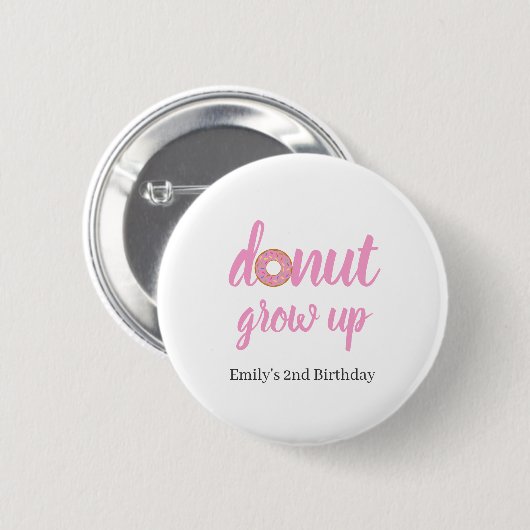 Donut Grow Up 2. Geburtstag Button (Vorne & Hinten)