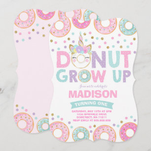 Donut Grow up Birthday Einladung Donut & Unicorn