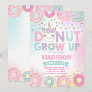 Donut Grow up Birthday Einladung Donut & Unicorn