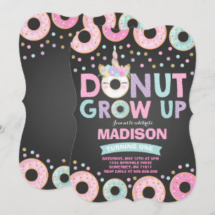 Donut Grow up Birthday Einladung Donut & Unicorn
