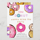 DoNut Grow Up Birthday Einladungskarte (Vorne/Hinten)