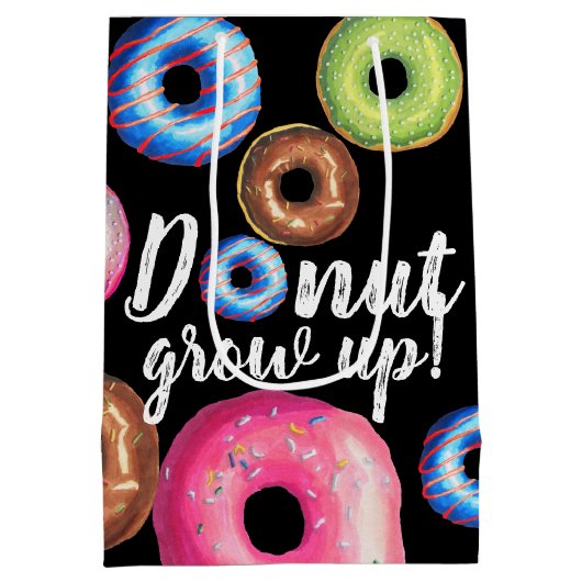 Donut Grow Up Birthday Party Doughnut Mittlere Geschenktüte (Rückseite)