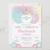 Donut Grow Up Birthday Party Unicorn Doughnut Einladung (Vorderseite)