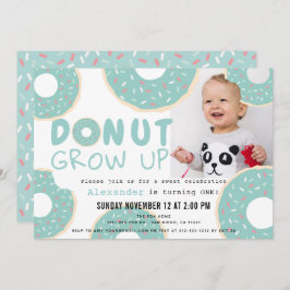 Donut Grow Up Blue Boy Foto 1. Geburtstag Einladung