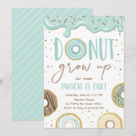Donut Grow Up Blue Boy Geburtstagsparty Einladung