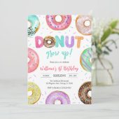 Donut Grow Up Donut Birthday Party Invitation Einladung (Stehend Vorderseite)