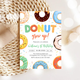 Donut Grow Up Donut Junge Geburtstagsfeier Einladu Einladung