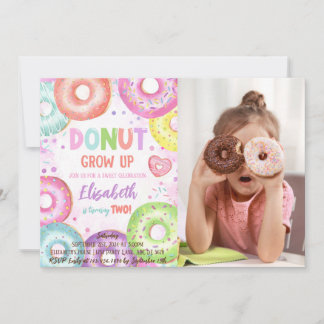 Donut Grow Up Doughnut Geburtstags Foto Einladung