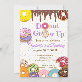 "Donut Grow Up" Einladung zum Geburtstag von Donut