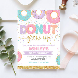 Donut Grow Up Erste 1. Geburtstagseinladung Einladung