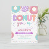 Donut Grow Up First 1st Birthday Invitation Einladung (Stehend Vorderseite)