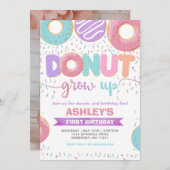 Donut Grow Up First 1st Birthday Invitation Einladung (Vorne/Hinten)