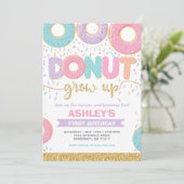 Donut Grow Up First 1st Birthday Invitation Einladung (Stehend Vorderseite)