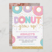 Donut Grow Up First 1st Birthday Invitation Einladung (Vorne/Hinten)