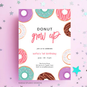 Donut Grow Up Geburtstagseinladung Einladung