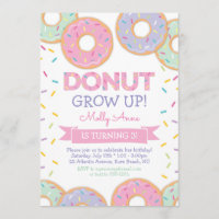 Donut Grow Up Girl Geburtstagseinladung Pink