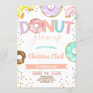 Donut Grow up Girl Sprinkles Confetti Geburtstag Einladung