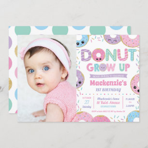 Donut Grow Up Kawaii Geburtstags Foto Einladung