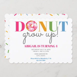 Donut Grow Up Niedliche Geburtstag Sprinklen Party Einladung