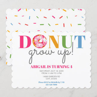 Donut Grow Up Niedliche Geburtstag Sprinklen Party Einladung