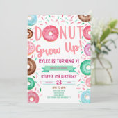 Donut Grow up Themed Birthday Party Einladung (Stehend Vorderseite)